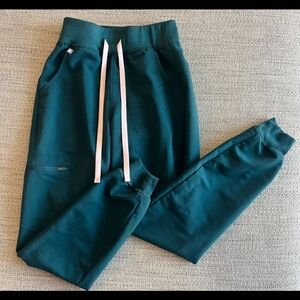 Figs Teal Joggers with Pink Drawstring